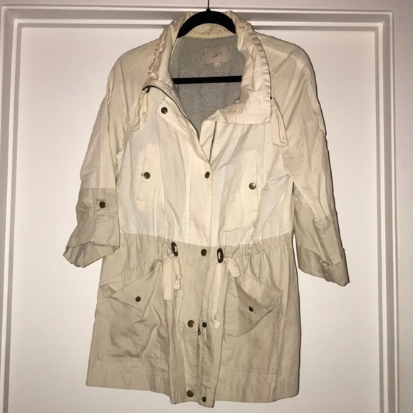 LOFT Jackets & Blazers - Loft white and tan anorak jacket!